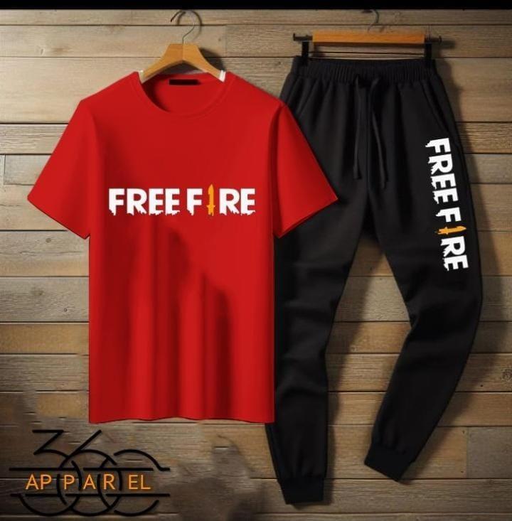 2 Pcs Men's Cotton Jersey Printed Track Suit (Free Fire)