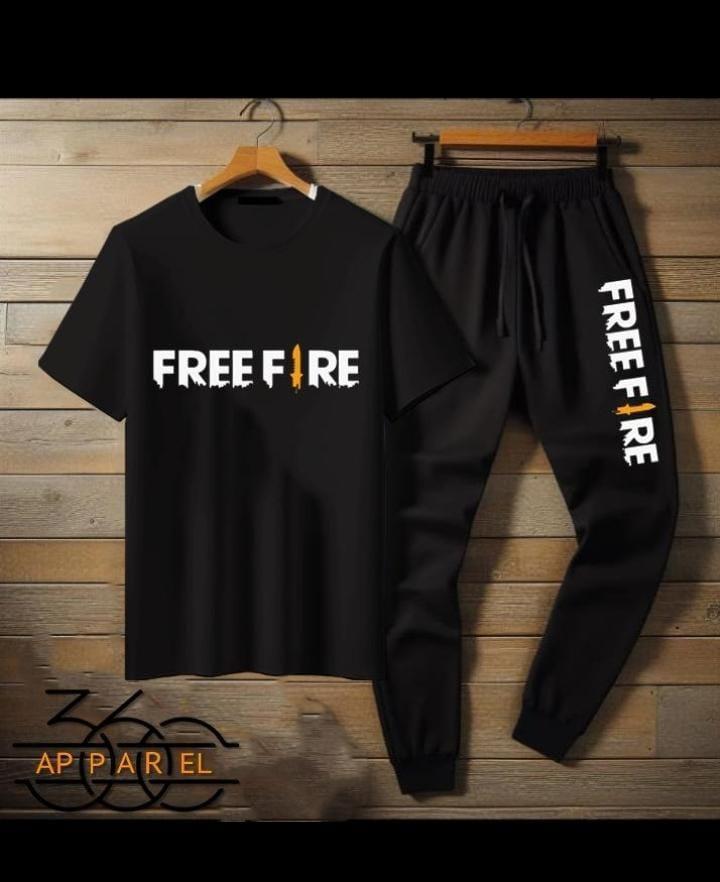 2 Pcs Men's Cotton Jersey Printed Track Suit (Free Fire)